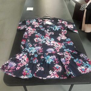 Navy blue floral boho dress